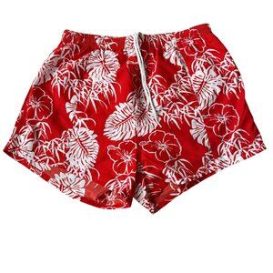 Tactics red and white floral and leaf pull on swim activewear casual shorts M